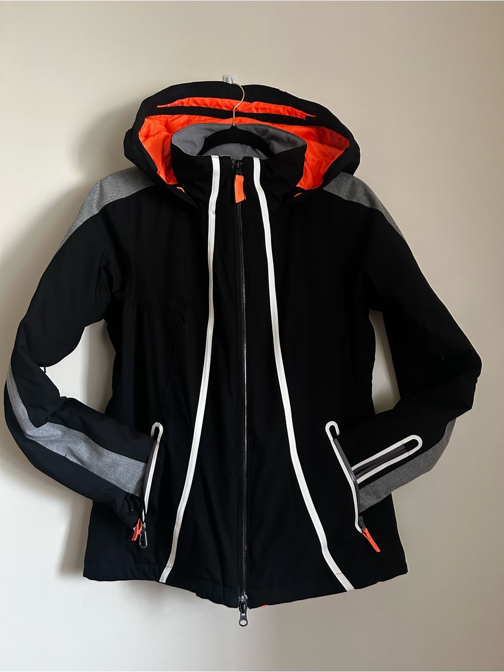 AWomen's Black & Orange Ski Jacket with Gray Accents